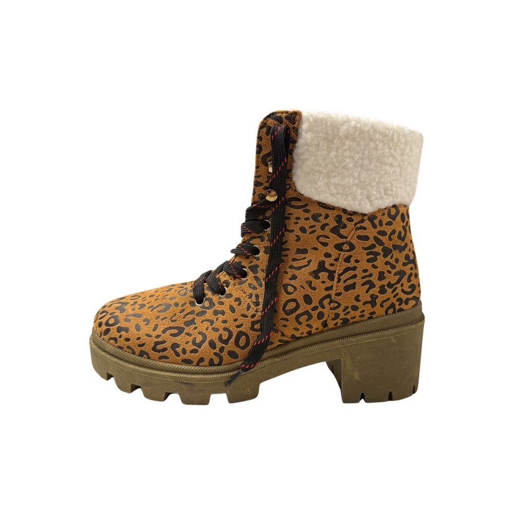 Olivia Miller Leopard Print Women's Boots with Faux Fur Lining